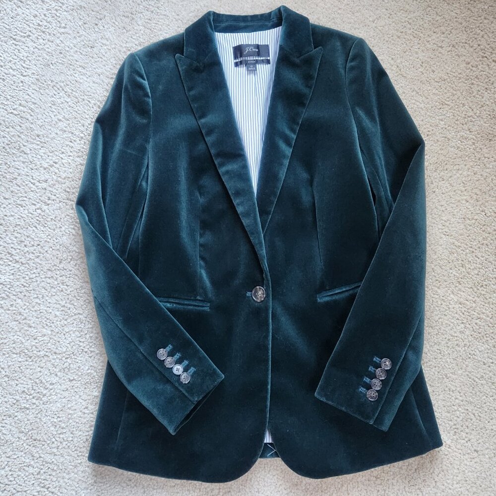 NWOT J.Crew Parke Velvet Blazer in Old Forest Green Size 0 - Picture 12 of 14